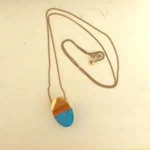 Turquoise and gold pendant necklace